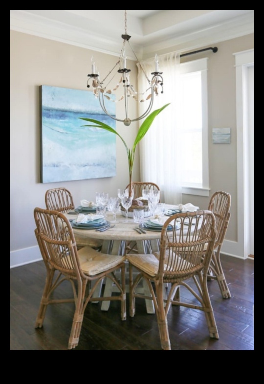 Ποιες είναι μερικές συμβουλές για τη διακόσμηση μιας υπαίθριας τραπεζαρίας με παραθαλάσσια ατμόσφαιρα;